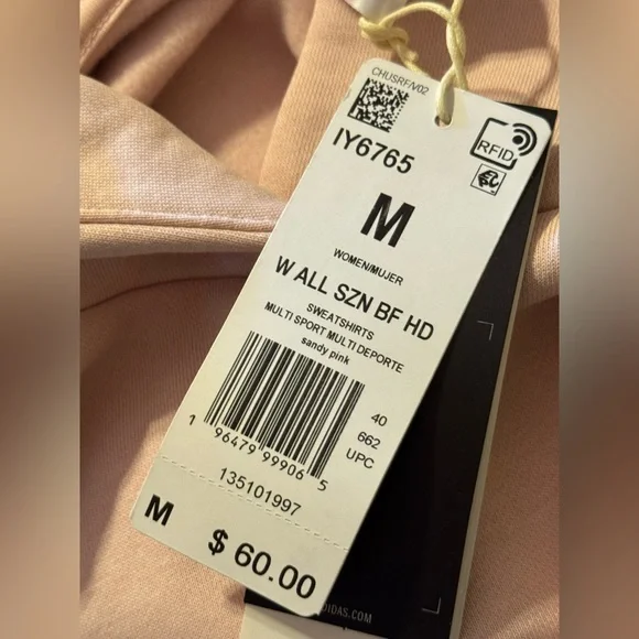 NWT Adidas Sportswear All Season Fleece Loose Hoodie Women Hoodies Sandy-Pink - Picture 5 of 7